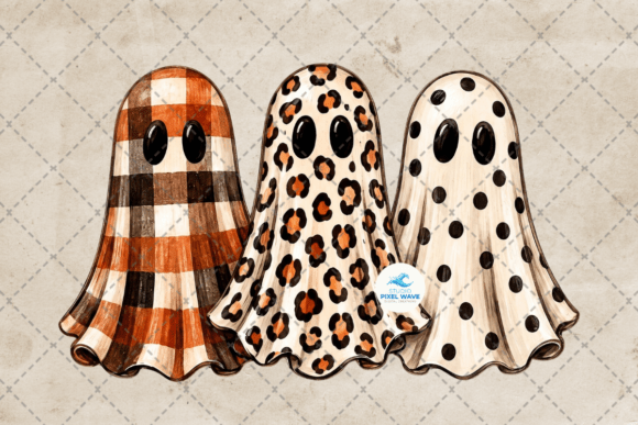 Download Preppy Ghost Trio Halloween Png - Ghost Collection