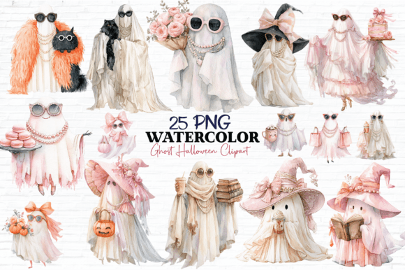 Download Watercolor Ghost Halloween Clipart - Ghost Collection