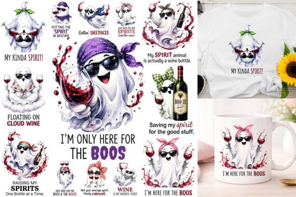 Download Halloween Ghost Wine Sublimation PNG - Ghost Collection